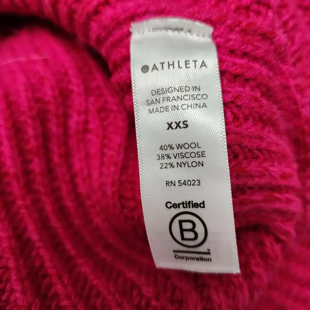 Athleta Shasta Sweater Pink Wool Blend Women’s XXS V-Neck NWT $149